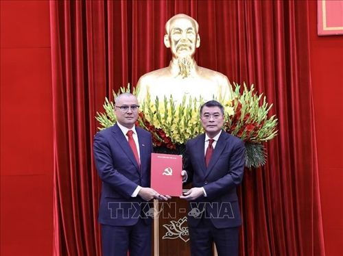 Trưởng ban Tổ chức Trung ương Lê Minh Hưng trao quyết định cho ông Phạm Đại Dương (Ảnh: TTXVN).