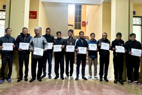 Các đối tượng bị bắt giữ. (Ảnh: Công an Ninh Bình)