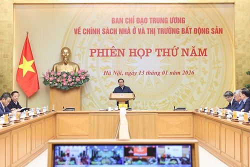 Thủ tướng Chính phủ Phạm Minh Chính, Trưởng Ban Chỉ đạo Trung ương về chính sách nhà ở và thị trường bất động sản chủ trì Phiên họp thứ 5 của Ban Chỉ đạo. Nguồn: VGP.