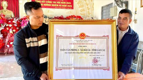 Thôn Tân Phong 1 được công nhận đạt chuẩn nông thôn mới kiểu mẫu tháng 12/2025.
