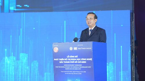 Phó Chủ tịch UBND TPHCM Bùi Minh Thạnh phát biểu tại Lễ công bố Đô thị Khoa học Công nghệ Bắc TPHCM