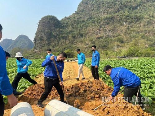Đoàn viên, thanh niên sửa chữa đường giao thông nông thôn