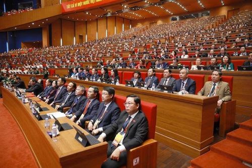 Các đại biểu tại phiên thảo luận về các văn kiện Đại hội XIV của Đảng. Ảnh: TTXVN