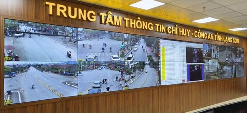  Hệ thống Camera giám sát được hiển thị tại Trung tâm thông tin chỉ huy, Công an tỉnh Lạng Sơn. 