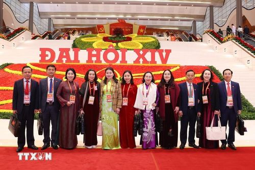 Các đại biểu dự ngày làm việc chính thức thứ ba Đại hội XIV của Đảng, sáng 22/1. (Ảnh: TTXVN)