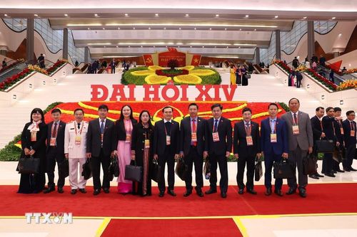 Các đại biểu dự ngày làm việc chính thức thứ ba Đại hội XIV của Đảng, sáng 22/1. (Ảnh: TTXVN)