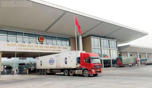 100% doanh nghiệp thực hiện khai báo trên nền tảng số tại Cửa khẩu Kim Thành. (Ảnh: Viết Vinh)
