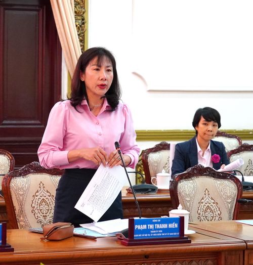  Giám đốc Sở Nội vụ TPHCM Phạm Thị Thanh Hiền báo cáo về tiến độ tổ chức bầu cử 