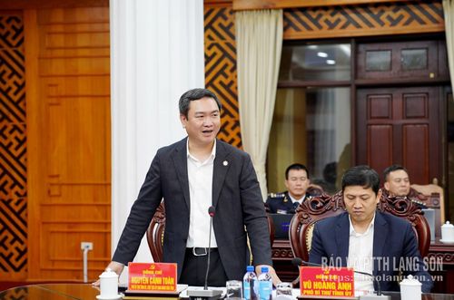 Đồng chí Nguyễn Cảnh Toàn, Phó Bí thư Tỉnh ủy, Chủ tịch UBND tỉnh phát biểu tại buổi làm việc