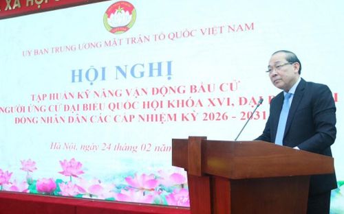 Phó Chủ tịch Ủy ban Trung ương MTTQ Việt Nam Hoàng Công Thủy phát biểu. Ảnh: PV