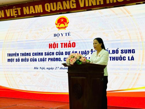 bà Đỗ Thị Lan, Phó Chủ nhiệm Ủy ban Văn hóa và Xã hội của Quốc hội phát biểu tại Hội thảo. Ảnh: PV 