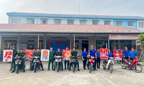 Cán bộ, chiến sĩ Hải đội Biên phòng 2 (BĐBP Cà Mau) và đoàn viên, thanh niên phường Hiệp Thành ra quân diễu hành xe lưu động tuyên truyền bầu cử đại biểu Quốc hội khóa XVI và đại biểu HĐND các cấp nhiệm kỳ 2026-2031.