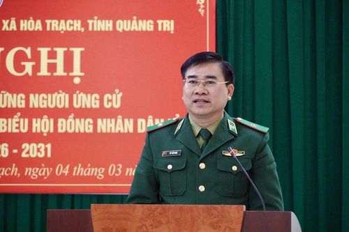 Ông Võ Tiến Nghị, Thiếu tướng, Phó Tư lệnh Bộ đội Biên phòng, Bộ Quốc phòng trình bày chương trình hành động - Ảnh: H.N