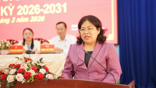Bà Nguyễn Trường Nhật Phượng phát biểu tại hội nghị