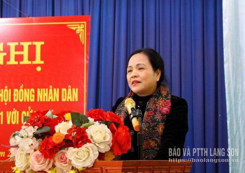 Bà Giáp Thị Bắc, Ủy viên Ban Thường vụ Tỉnh ủy, Trưởng Ban Tổ chức Tỉnh ủy trình bày chương trình hành động 