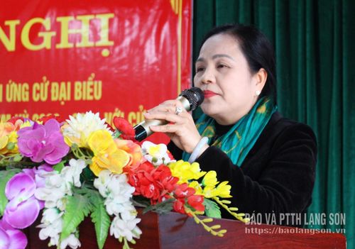 Bà Giáp Thị Bắc, Ủy viên Ban Thường vụ Tỉnh ủy, Trưởng Ban Tổ chức Tỉnh ủy tiếp thu ý kiến, làm rõ một số nội dung cử tri quan tâm