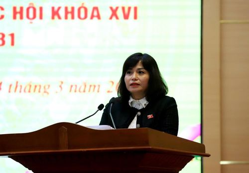 Đồng chí Thái Quỳnh Mai Dung - ĐBQH hoạt động chuyên trách tại Ủy ban Quốc phòng, An ninh và Đối ngoại của Quốc hội trình bày chương trình hành động.