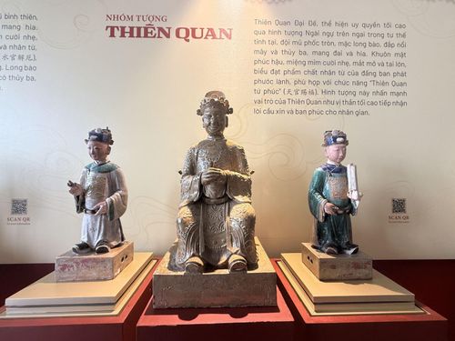 Nhóm tượng Thiên Quan thuộc Bộ tượng Tam Quan Đại Đế được công nhận Bảo vật quốc gia lần này.