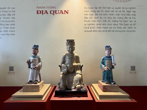 Nhóm tượng Địa Quan thuộc Bộ tượng Tam Quan Đại Đế được công nhận Bảo vật quốc gia lần này.