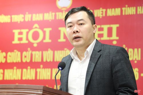 Ông Trần Hữu Quý - Phó Trưởng phòng Công tác Quốc hội, Văn phòng Đoàn ĐBQH và HĐND tỉnh trình bày chương trình hành động.