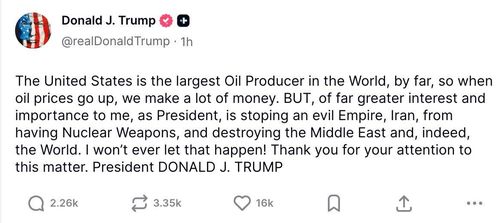 Bài đăng trên nền tảng Truth Social của ông Trump.