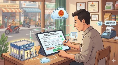 Hộ kinh doanh có thể thay đổi thông tin đăng ký hóa đơn điện tử thông qua hệ thống của cơ quan thuế. Ảnh minh họa
