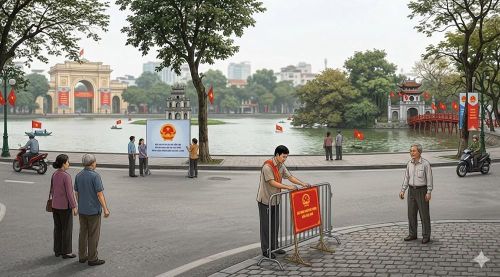 Không gian đi bộ quanh hồ Hoàn Kiếm sẽ tạm dừng hoạt động trong dịp bầu cử năm 2026. Hình minh họa