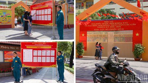  Từ khu vực trung tâm đến các phường, xã ngoại thành, công tác trang trí và tuyên truyền trực quan được triển khai rộng khắp, góp phần lan tỏa không khí hướng về ngày hội bầu cử của toàn dân. 