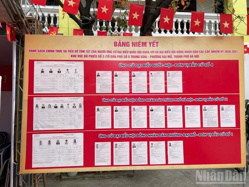 Bảng niêm yết danh sách chính thức và tiểu sử tóm tắt của người ứng cử được dán công khai, trình bày rõ ràng tại khu dân cư, tạo điều kiện để người dân thuận tiện theo dõi, tìm hiểu trước ngày bầu cử.