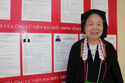 Cử tri Trần Thị Nam (74 tuổi, dân tộc Sán Dìu) chia sẻ với phóng viên những kỳ vọng của mình.