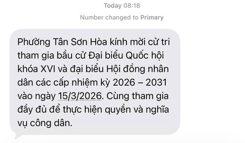  Tin nhắn của Đảng ủy phường Tân Sơn Hòa. 