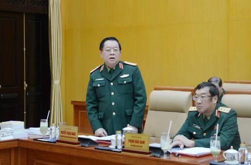 Đại tướng Nguyễn Trọng Nghĩa phát biểu tại hội nghị.