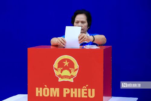 Các cử tri tiến hành bỏ phiếu.
