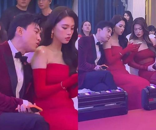Quốc Trường thân thiết ngồi cạnh Tiểu Vy tại một sự kiện gần đây.