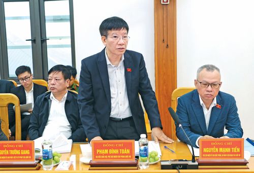 Phó Chủ nhiệm Văn phòng Quốc hội Phạm Đình Toản phát biểu tại cuộc làm việc với Ủy ban Bầu cử phường Vũng Áng, Hà Tĩnh