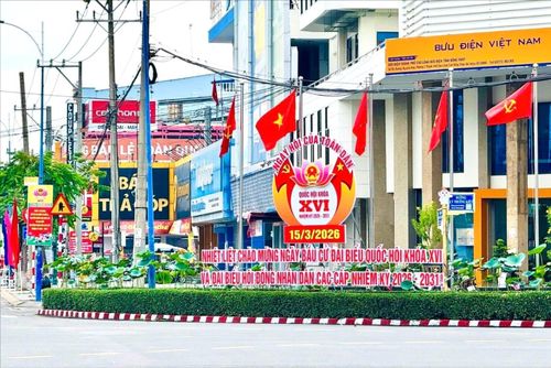 Đường phố phường Cao Lãnh rực rỡ cờ hoa chào mừng ngày hội toàn dân