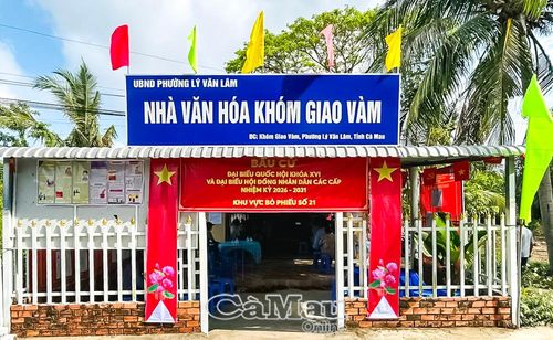 Các khu vực bỏ phiếu được trang trí cờ hoa, băng rôn rực rỡ, tạo sinh khí phấn khởi cho ngày bầu cử 15/3.