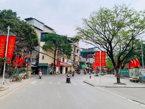 Các tuyến đường chính được trang hoàng cờ hoa, panô, áp phích tuyên truyền về ngày bầu cử.