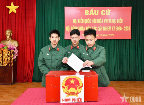 Cử tri tiến hành bỏ phiếu.