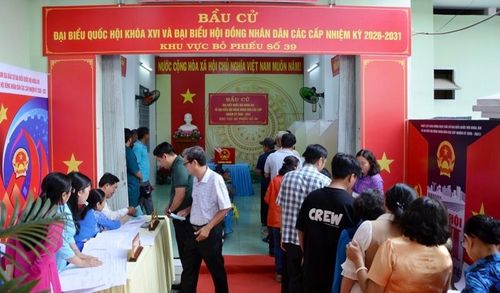 Không khí bầu cử tại khu vực bỏ phiếu số 39.