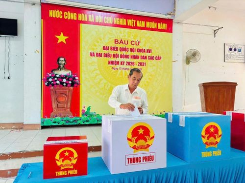 Cử tri thực hiện quyền bỏ phiếu của mình tại các khu vực bỏ phiếu trên địa bàn phường Phú Lợi - Ảnh: Cổng thông tin điện tử TP. hồ Chí Minh.