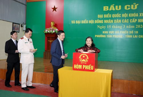 Đồng chí Giàng Páo Mỷ - Chủ tịch HĐND, Trưởng Đoàn đại biểu Quốc hội tỉnh bỏ phiếu bầu đại biểu Quốc hội khóa XVI và đại biểu HĐND các cấp nhiệm kỳ 2026-2031. 