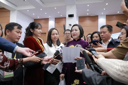 Phó Chủ tịch Quốc hội Nguyễn Thị Thanh trao đổi với báo giới. Ảnh: Trang Trần.
