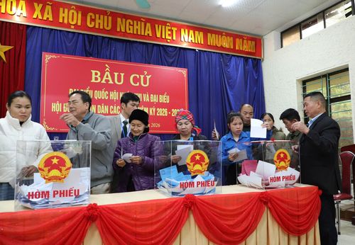Cử tri tỉnh Cao Bằng tiến hành bỏ phiếu
