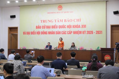 Phó Chủ tịch Quốc hội Nguyễn Thị Thanh - Ủy viên Hội đồng Bầu cử Quốc gia thông tin về tình hình bầu cử. Ảnh: Hồ Long