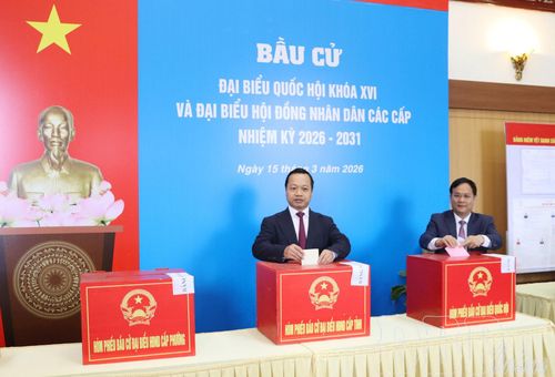 Bí thư Tỉnh ủy Trần Tiến Dũng bỏ phiếu bầu cử.
