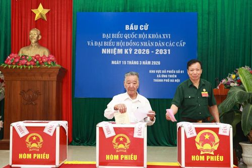 Một số hình ảnh tại các khu vực bỏ phiếu trên địa bàn xã. Ảnh: PV