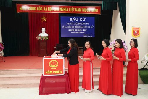 Các cử tri thể hiện quyền công dân của mình. Ảnh: Hồng Nhung