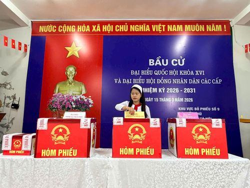 Khu vực bỏ phiếu số 09 xã Trần Phú. Ảnh: Đặng Sáng