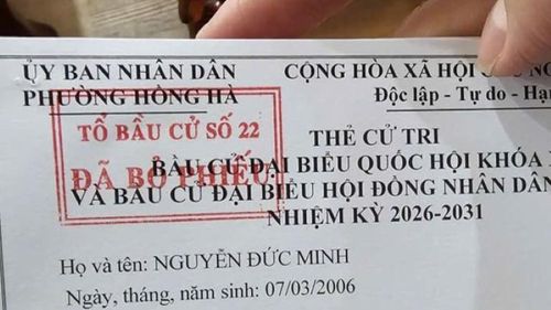  Lá phiếu của bạn trẻ Nguyễn Đức Minh lần đầu tiên đi bầu cử. 